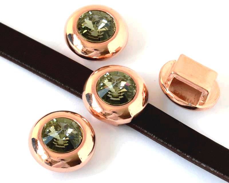 Zamak/Swarovski. Coin. 20mm. Rose gold-Black Diamond. Inn.10x3mm.