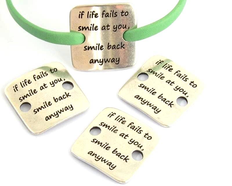 Zamak.Connector.27x29mm.If life fails to smile at you.Silver.Inn.5mm
