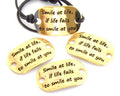 Zamak. Connector. 39x24mm. Smile at life.Gold. Inn.5mm.