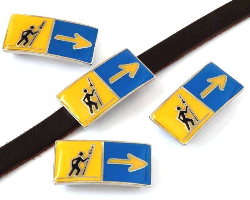 Zamak. Rectangle. 34x17mm. Yellow-blue. Inn.10x3mm.