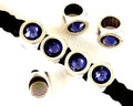 Zamak/Swarovski. Coin. 8mm. Silver-Tanzanite. Inn.5mm.