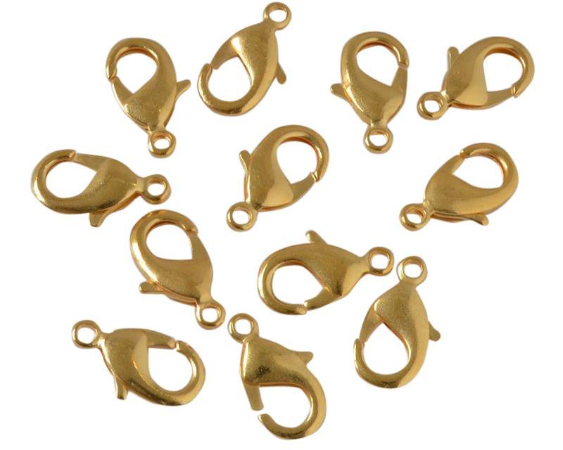 Brass. Lobster clasp. 11x19mm. Gold.