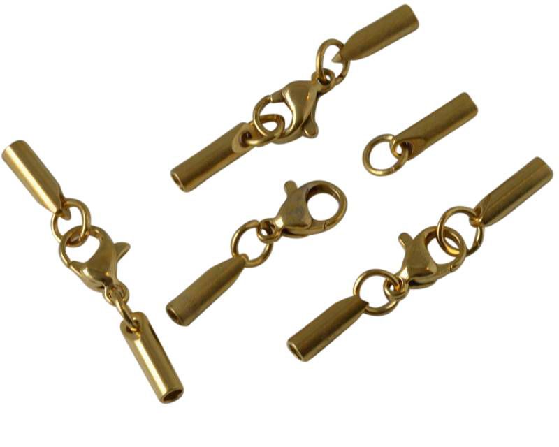 Stainless steel 304. Lobster claw cord clasp.30x3x3mm. Gold. Inn.2mm.