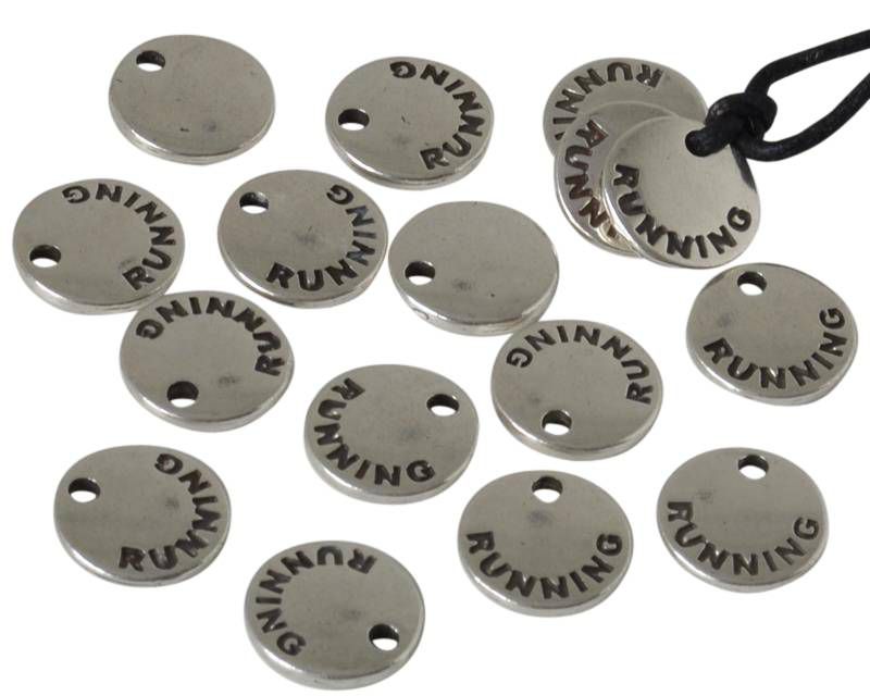 Zamak. Pendant. Coin. Running. 10mm. Silver. Inn.1.5mm.