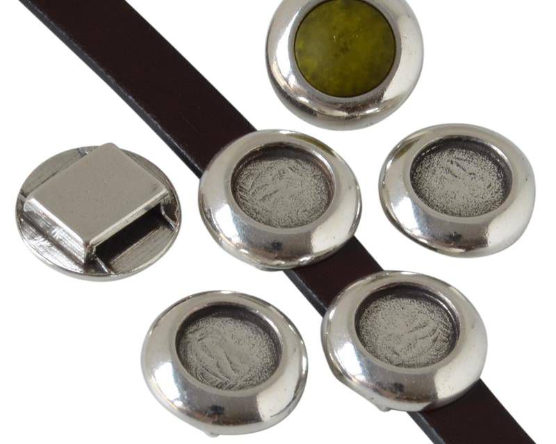 Zamak. Coin. 19mm. No stone. Inn.stone 12mm. Silver. Inn.10x2.2mm.