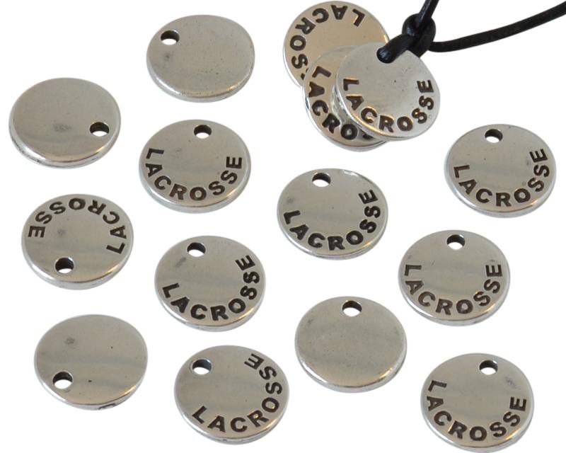 Zamak. Pendant. Coin. Lacrosse. 10mm. Silver. Inn.1.5mm.