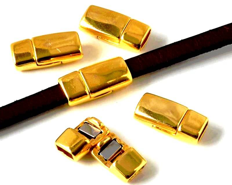 Zamak. Magnetic clasp. Flat. 16x7.5mm. Gold. Inn.5x2mm.
