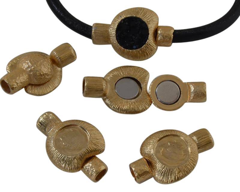 Zamak.Magnetic clasp.Heart.No stone.31x20mm.Inn.stone12mm.Gold.Inn.5mm