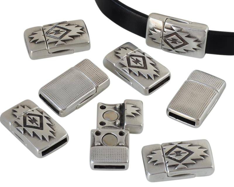 Zamak. Magnetic clasp. Flat. 23x13mm. Silver. Inn.10x2mm.