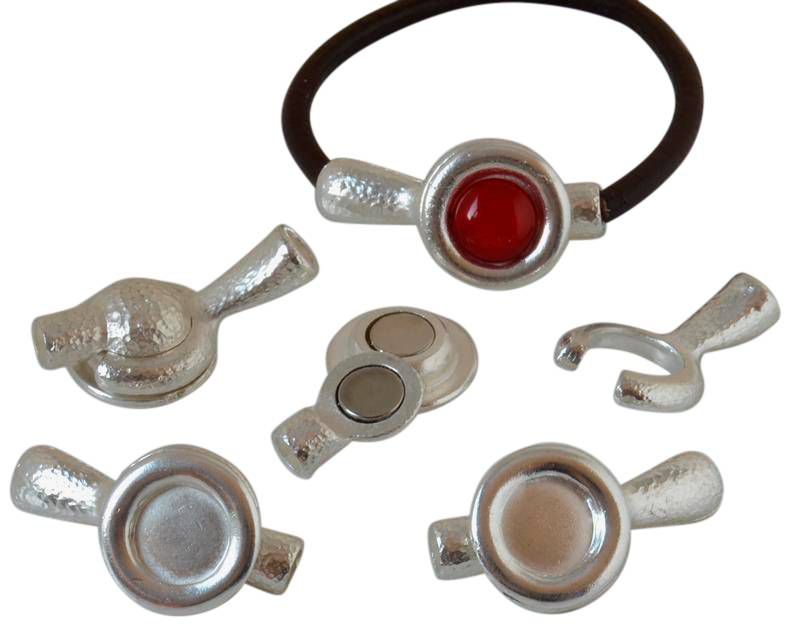 Zamak.Magnetic clasp.No stone.40x21mm.Inn.stone 12mm. Silver. Inn.5mm.