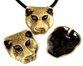 Zamak. Pendant. Panther. 44x37mm. Antique gold. Inn.4mm.