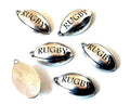 Zamak. Pendant. Ball. Rugby. 38x24x12mm. Silver. Inn.2.8mm.