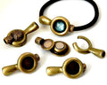 Zamak.Magnetic clasp.No stone.40x21mm.Inn.stone12mm.AntiqueGold.Inn5mm