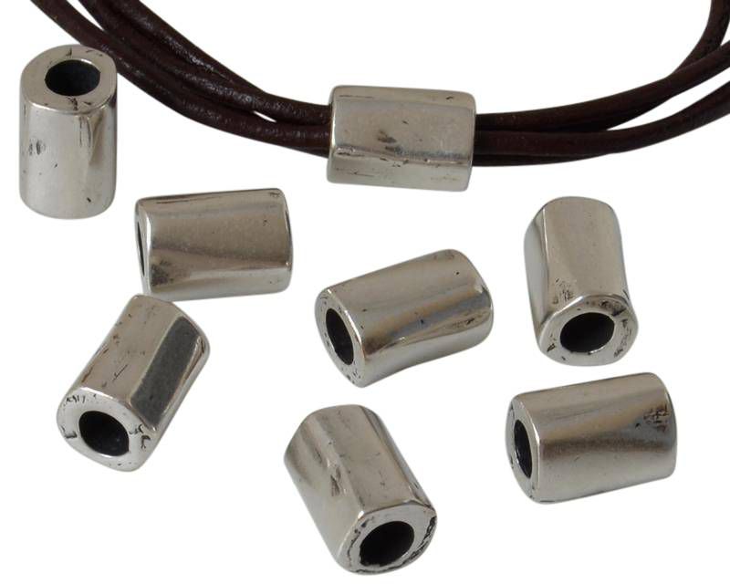 Zamak. Irregular tube. 14x10mm. Silver. Inn.5mm