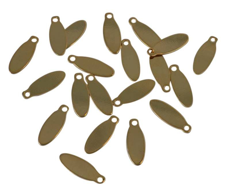Brass. Pendant. Oval. 13.5x5x0.5mm. Gold. Inn.1mm.