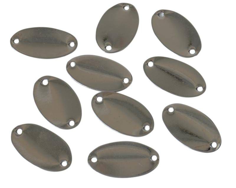 Brass. Connector. Oval. 17.5x10x0.5mm. Silver. Inn.1mm.