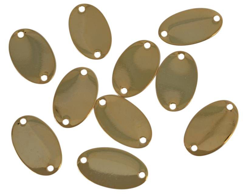 Brass. Connector. Oval. 17.5x10x0.5mm. Gold. Inn.1mm.