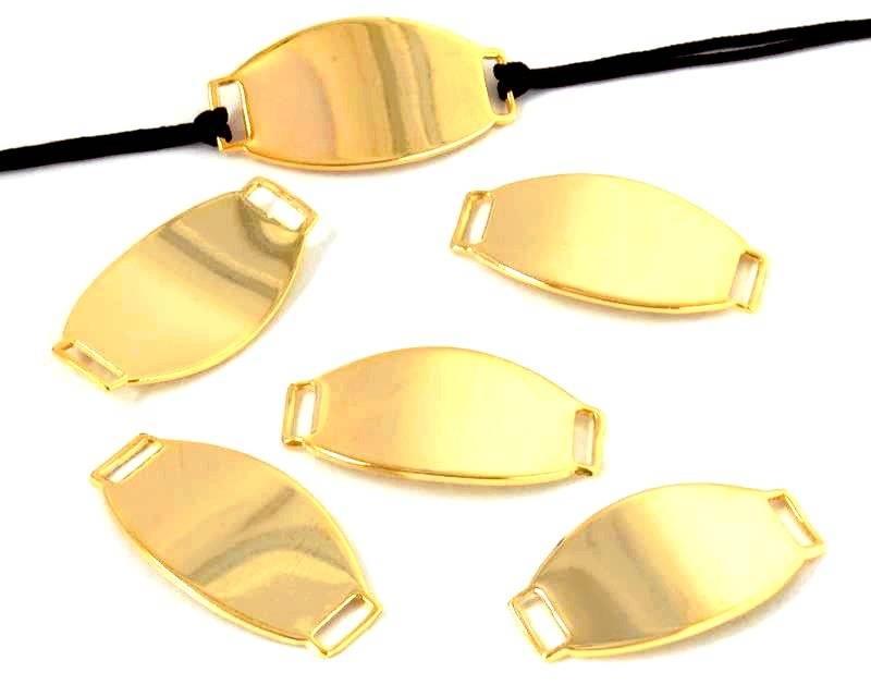 Brass. Connector. 24x13mm. Gold. Inn.5x1.3mm.