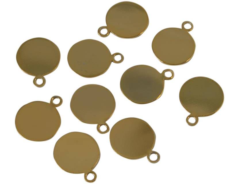Brass. Pendant. Coin. 10mm. Gold. Inn.1.6mm.