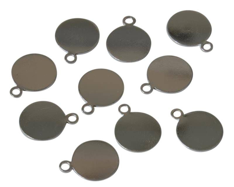 Brass. Pendant. Coin. 10mm. Silver. Inn.1.6mm.