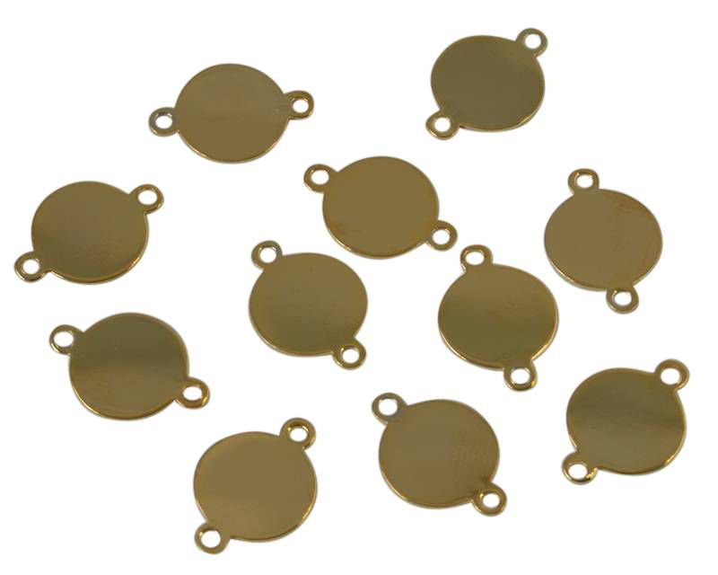 Brass. Pendant. Coin. 9mm. Gold. Inn.1mm.