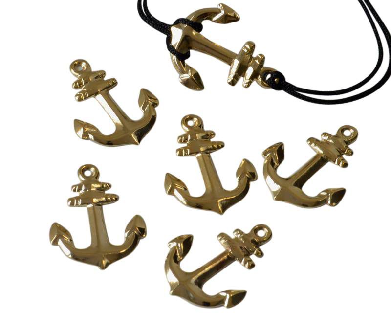 Brass. Pendant. Anchor. 22x17mm. Gold. Inn.1mm.