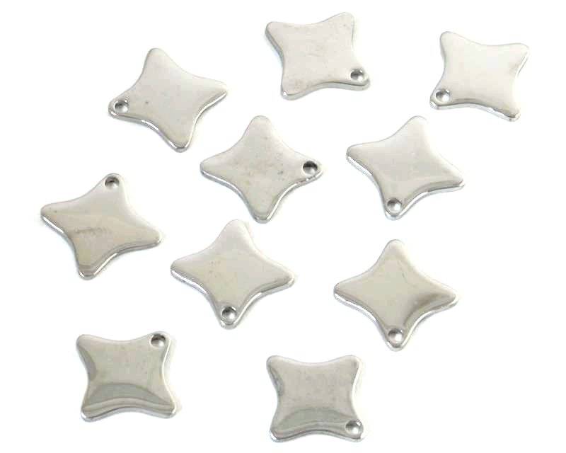 Stainless steel 304. Pendant. Star. 14x14x1mm. Silver. Inn.1mm.