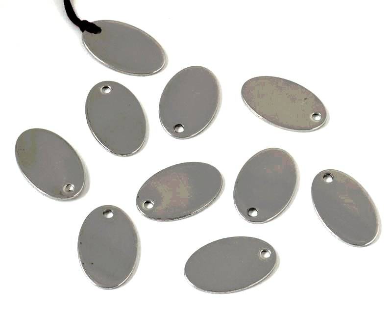 Stainless steel 304. Pendant. Oval. 12x19x1mm. Silver. Inn. 1.5mm.