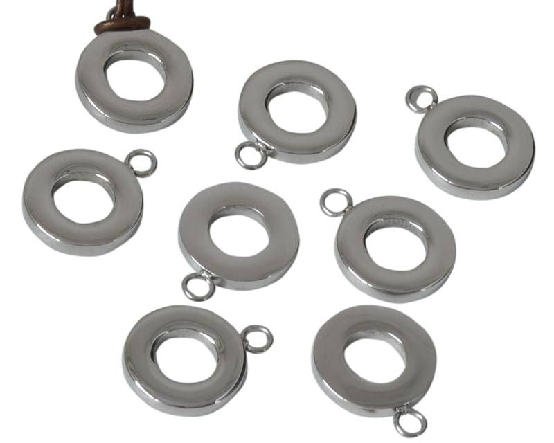 Stainless steel 304. Pendant. Donut. 14x18x2.5mm. Silver. Inn.2mm.