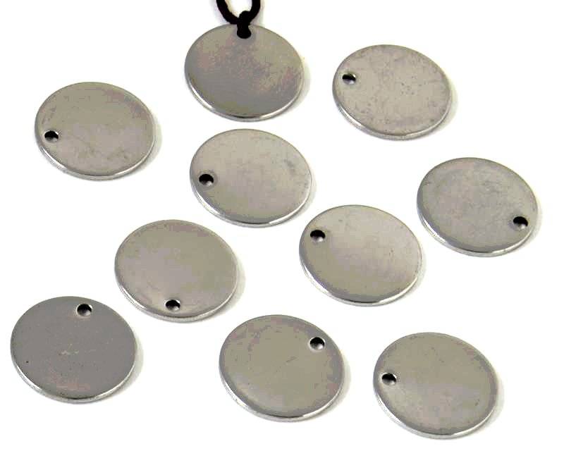 Stainless steel 304. Pendant. Coin. 13x13x1mm. Silver. Inn.1.2mm.