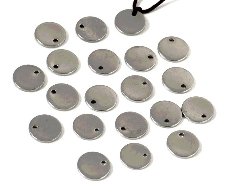 Stainless steel 304. Pendant. Coin. 8x1mm. Silver. Inn.0.5mm.