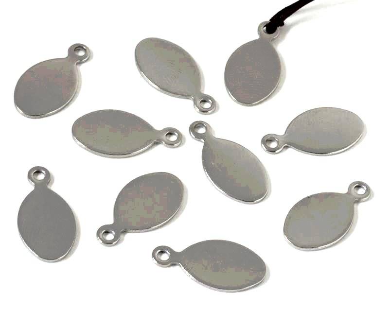 Stainless steel 304. Pendant. Oval. 20x10x1mm. Silver. Inn.2mm.