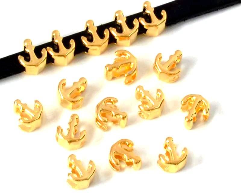 Zamak. Anchor. 7x7mm. Gold. Inn.5x2.5mm.