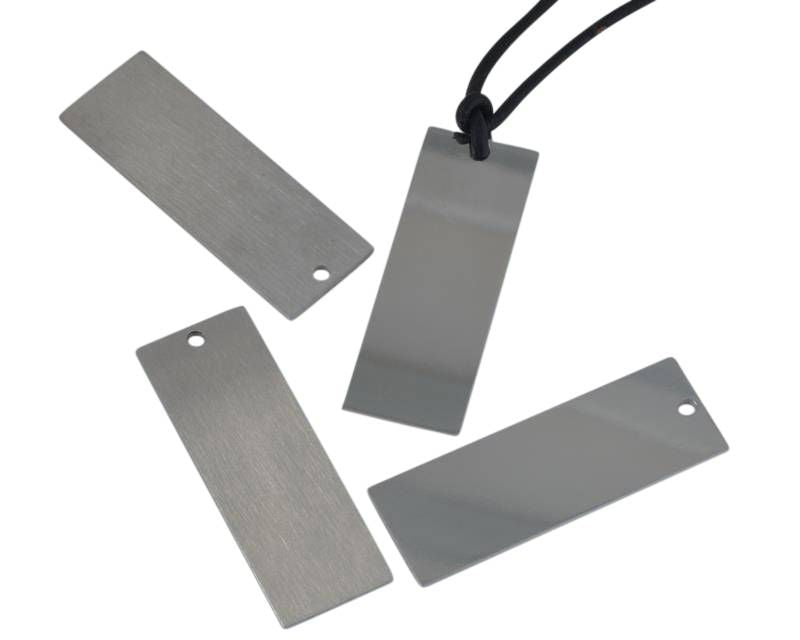 Stainless steel 304. Pendant. Rectangle. 14x40x1mm. Silver. Inn.2.5mm