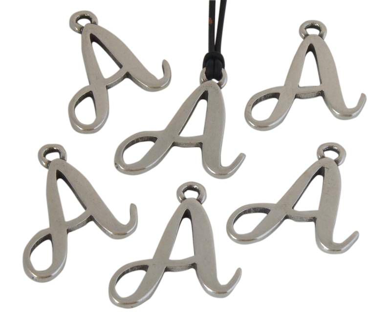 Zamak. Pendant. 37x30mm. Letter A. Silver. Inn.3mm.