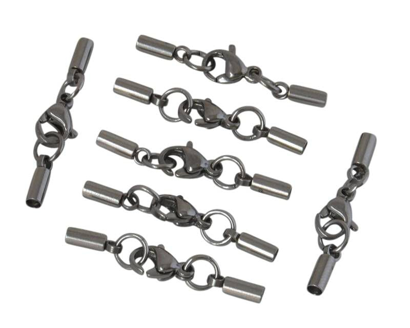 Stainless steel 304. Lobster claw cord clasp. 28x2.5mm.Silver.Inn.2mm.
