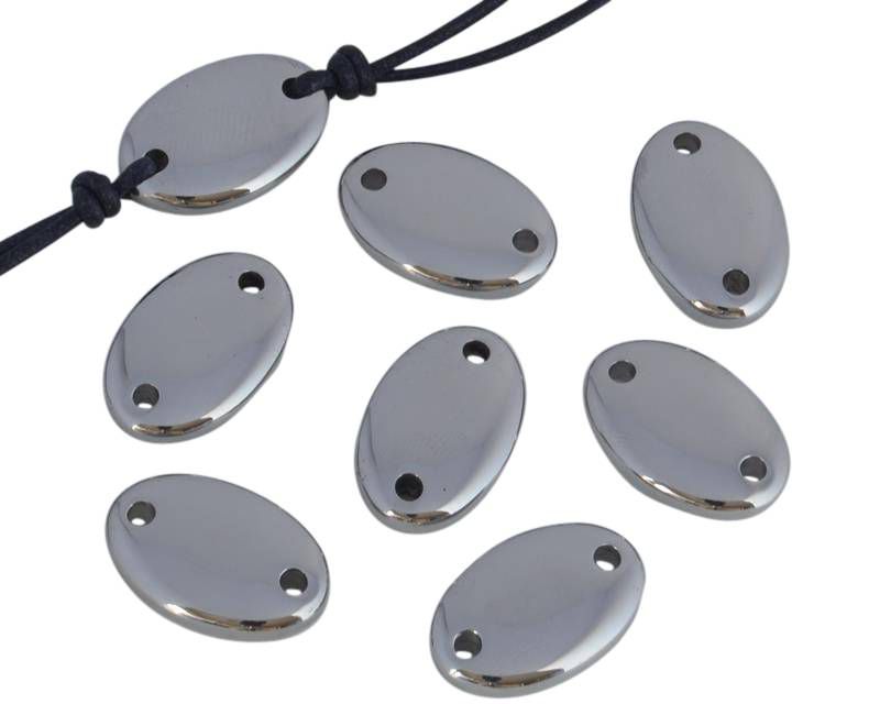 Stainless steel 304. Connector. Oval. 18x11.8x3.8mm. Silver.Inn.1.8mm.