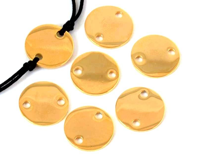 Stainless steel 304. Connector. Coin. 13x13x1mm. Gold. Inn.2mm.