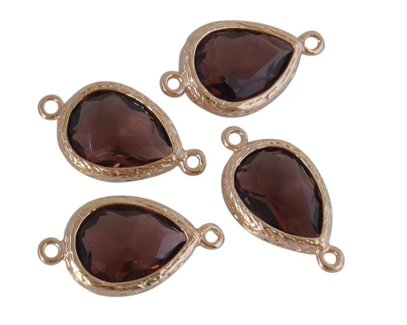 Brass/Cubic Zirconia. Connector. Teardrop. 22x12x5mm.Inn.1.2mm.Best Quality