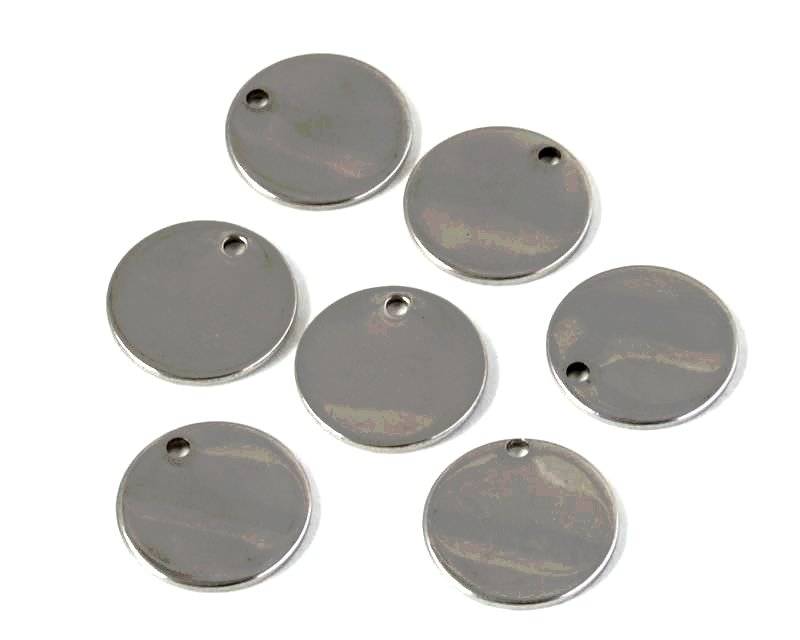 Stainless steel 304. Pendant. Coin. 13x1mm. Silver. Inn.1mm
