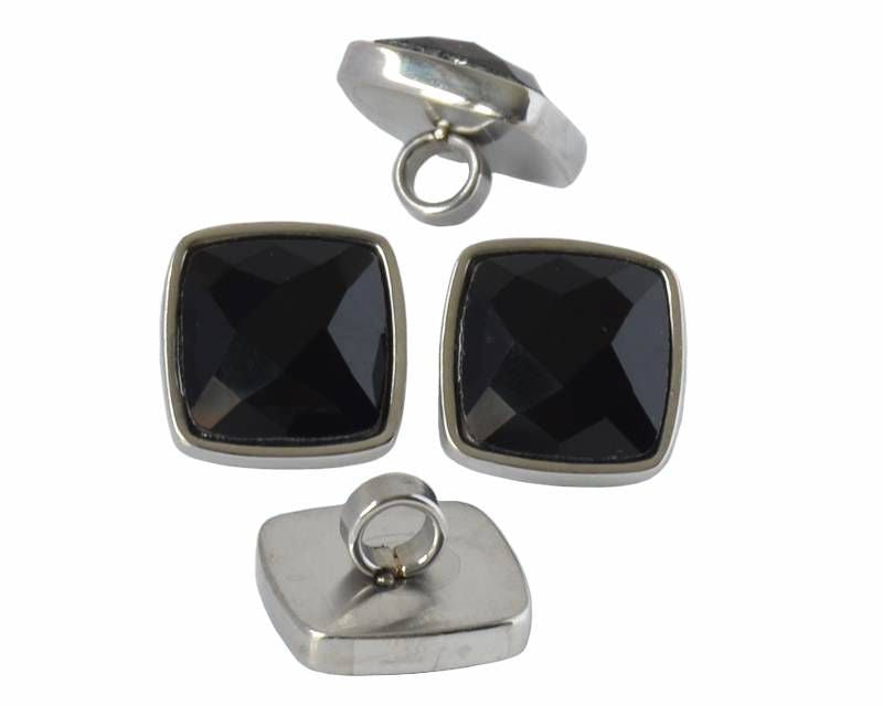 Stainless steel 304/crystal. Square. 16x16mm. Silver-black. Inn.4mm.