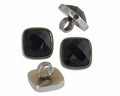 Stainless steel 304/crystal. Square. 13.5x13.5mm. Silver-black.Inn.4mm