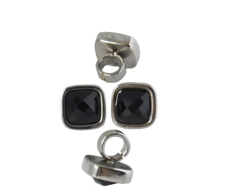 Stainless steel 304/crystal. Square. 9x9mm. Silver-black. Inn.4mm.