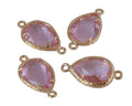 Brass/Cubic Zirconia.Connector.22x12x5mm.Light pink-Gold.Inn.1.2mm.Best Quality