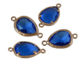 Brass/Cubic Zirconia.Connector.22x12x5mm.Blue-gold.Inn.1.2mm.Best Q.