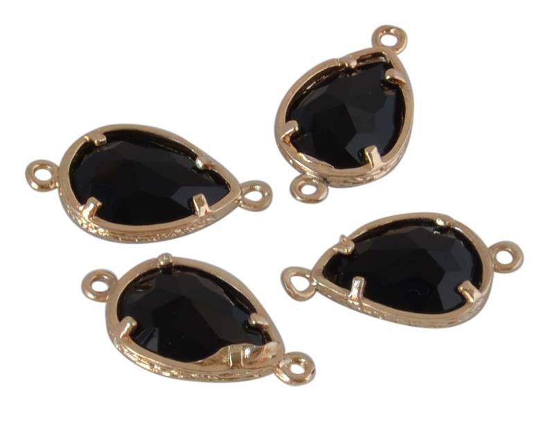 Brass/Cubic Zirconia.Connector. 22x12x5mm.Black-gold.Inn.1.2mm.Best Q.