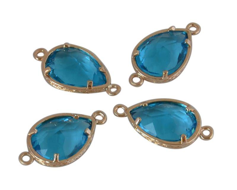 Brass/Cubic Zirconia.Connector.22x12x5mm.Aquamarine-gold.Inn.1.2mm.Best Quality