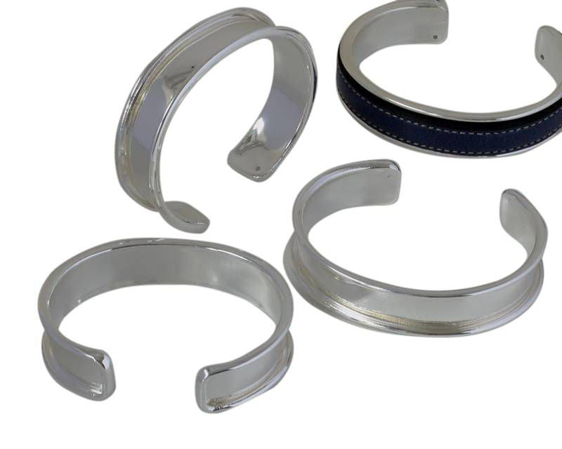 Brass. 14.5x66mm. Glittering Silver. For Leather 10mm.
