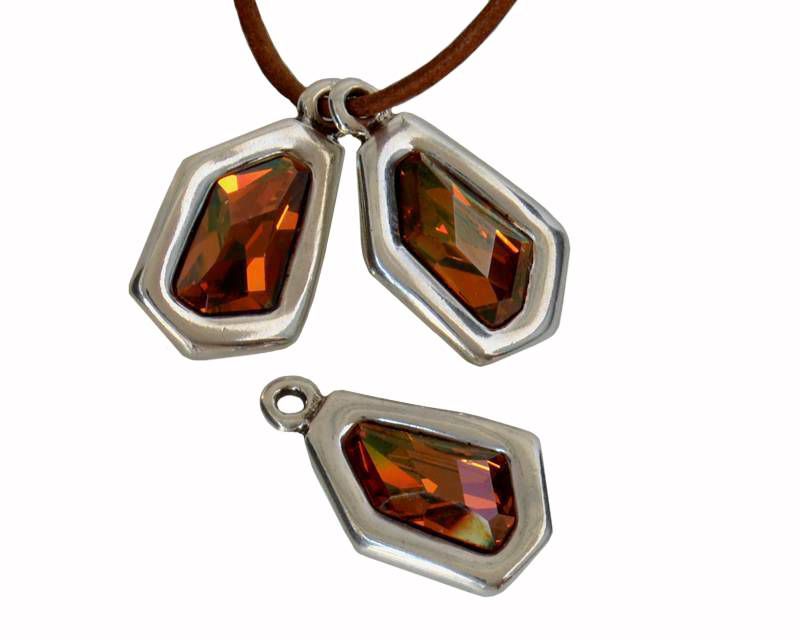 SWAROVSKI/Zamak.Pendant.32x20mm.Silver.CrystalCopper.Int.3mm