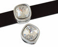 Zamak/SWAROVSKI slider. Square. 13x13mm. Silver. Crystal. Inn.10x2.5mm